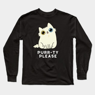 Purr-ty Please Cute Kitty Cat Pun Long Sleeve T-Shirt